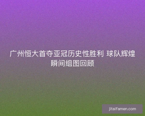 广州恒大首夺亚冠历史性胜利 球队辉煌瞬间组图回顾